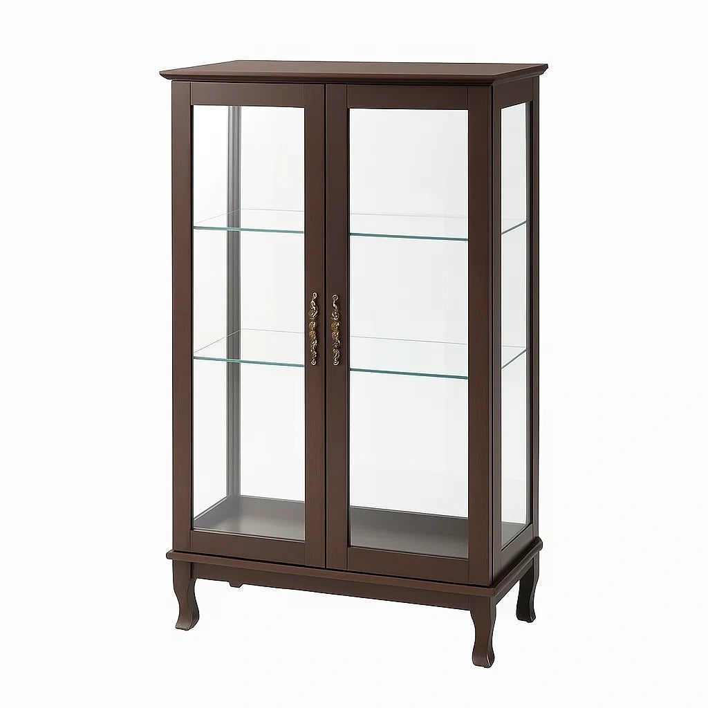 Vitrine en bois et verre trempé marron 60x30x120 cm(Marron)