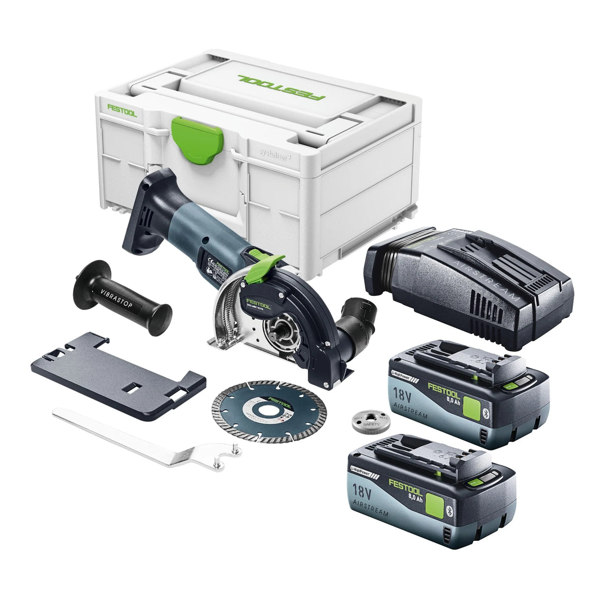 Festool DSC-AGC 18-125 FH EB-Basic Système de tronçonnage à main libre sans fil 18 V 125 mm Brushless + 2x batterie 8,0 Ah + chargeur rapide + Systainer(défaut)