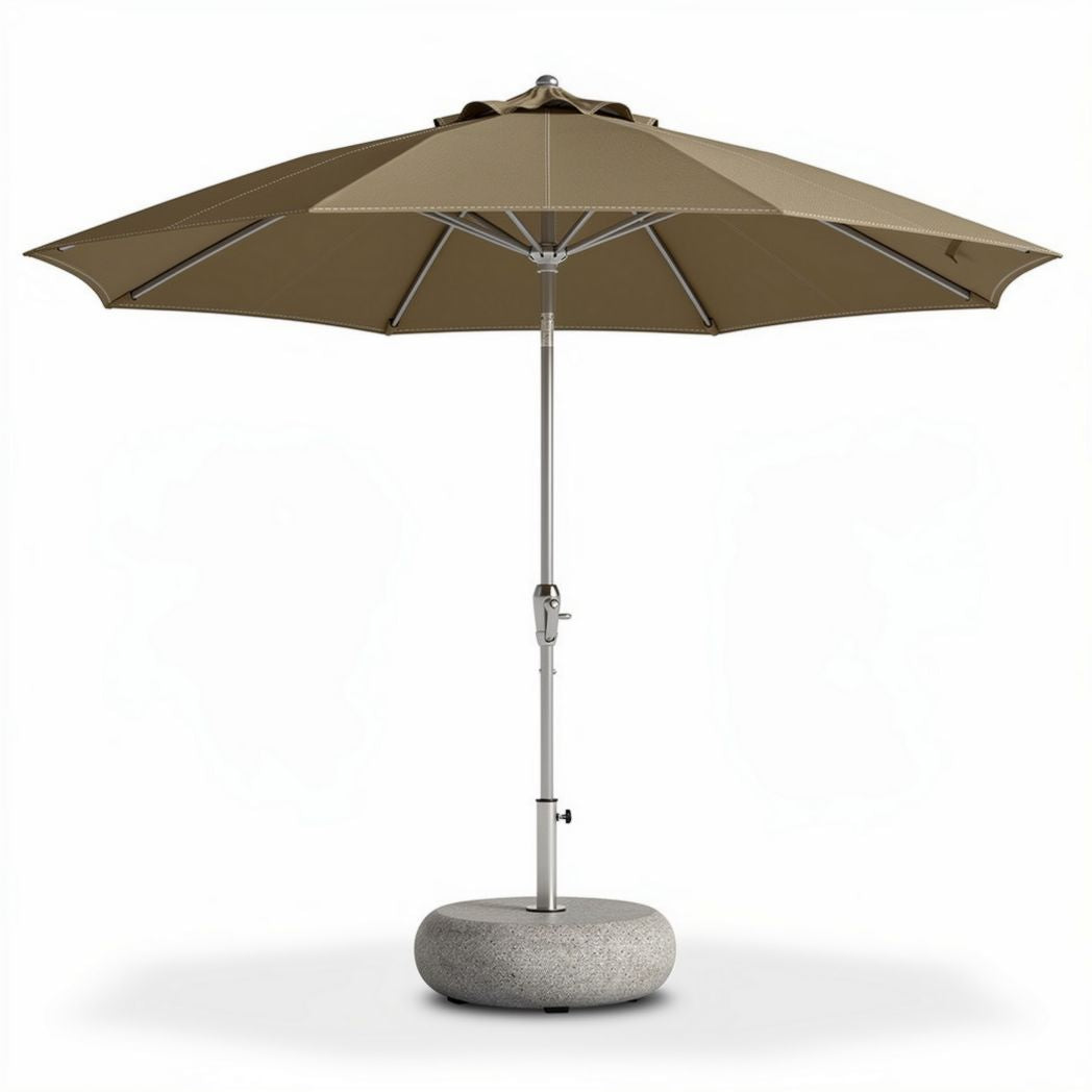 Parasol rectangulaire en aluminium de 200 x 200 x 250cm couleur beige avec socle en béton