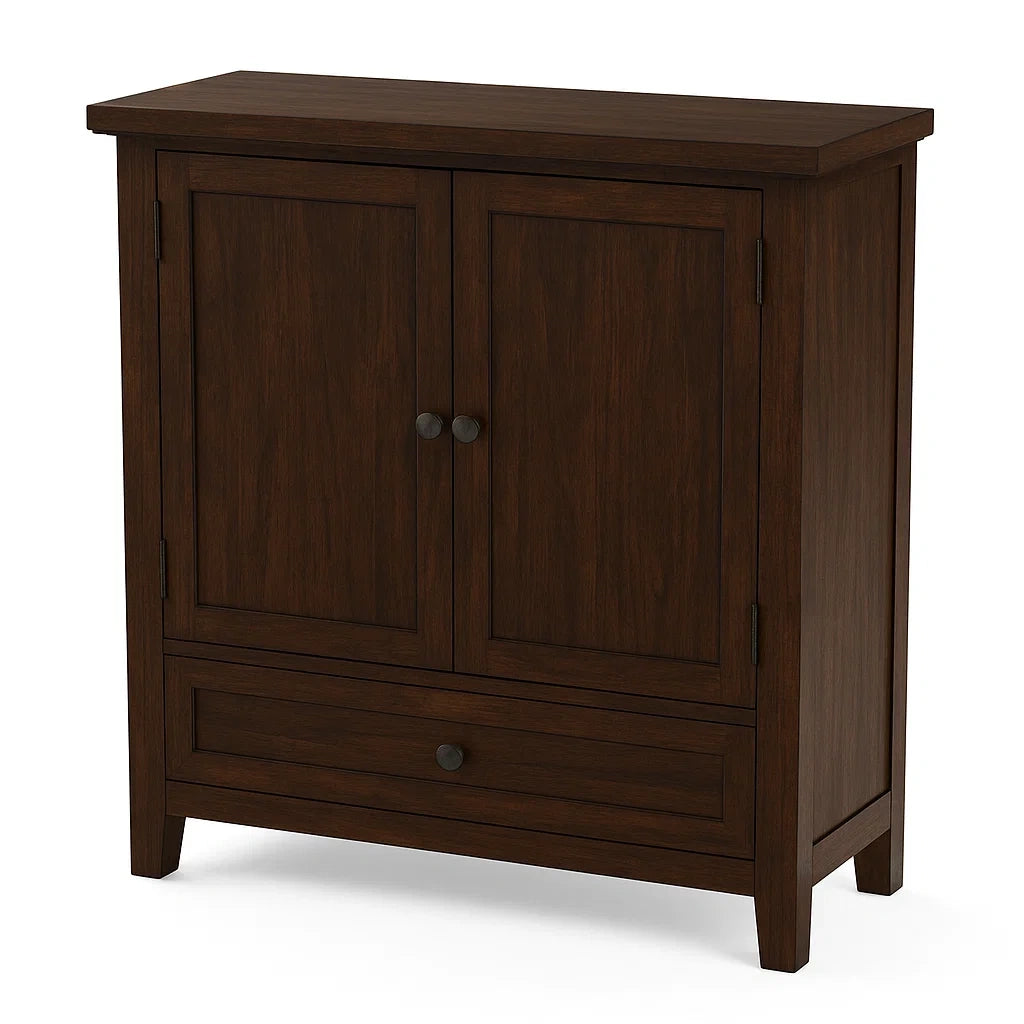 Buffet en bois massif foncé avec portes et tiroir 80x40x90 cm(Bois Foncé)