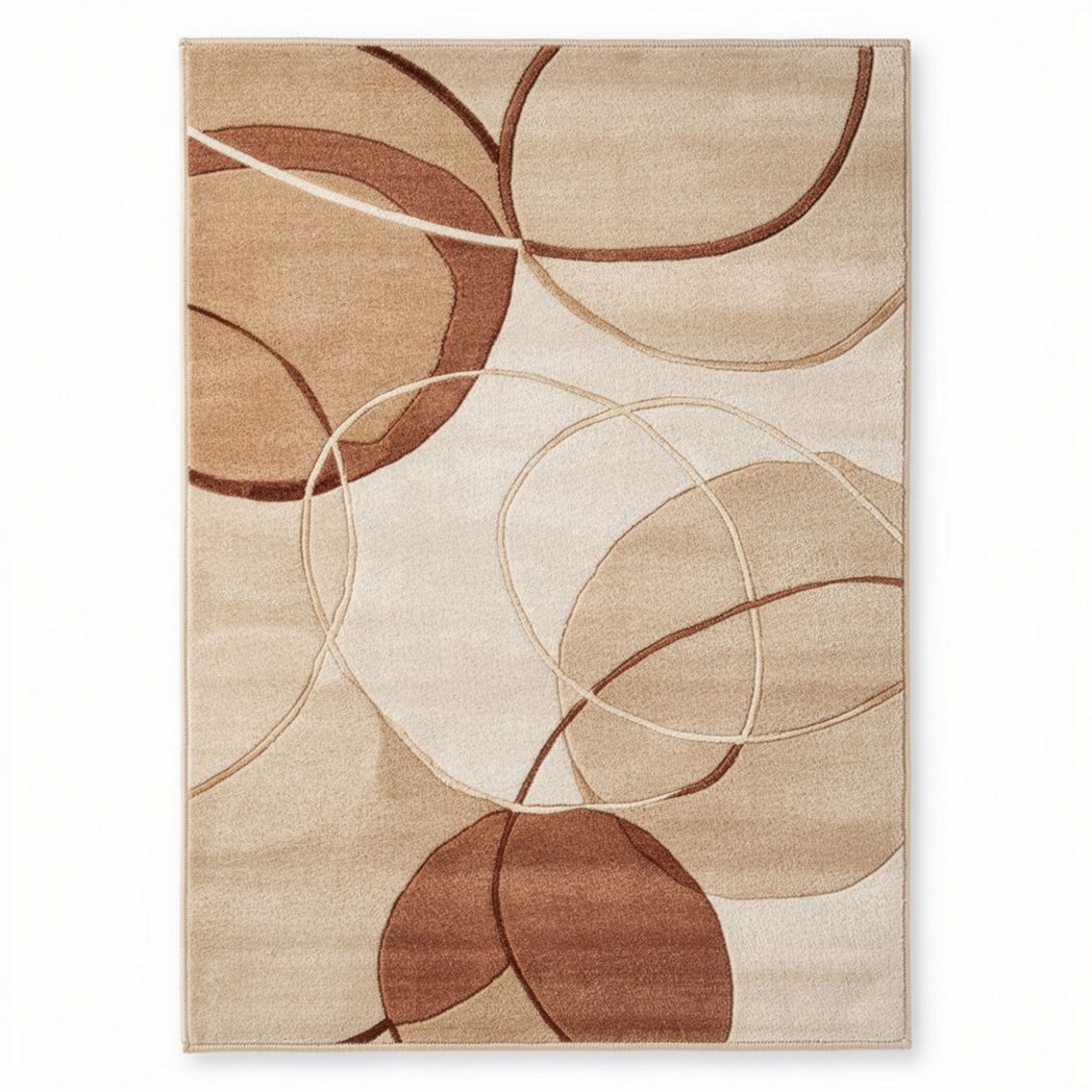 Tapis en polyester à motifs abstraits 160 x 230 x 1cm couleur beige et marron
