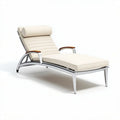 Chaise longue en aluminium et rembourrage en tissu beige dimensions 150 x 70 x 90cm