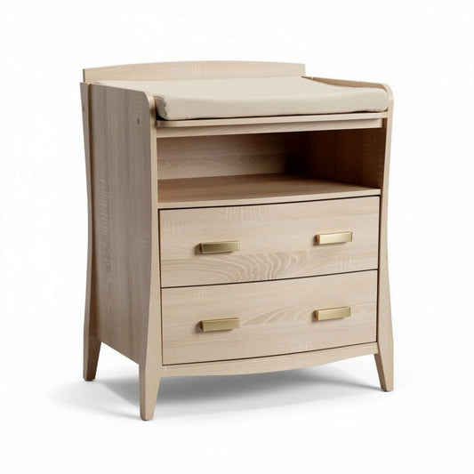Commode en bois de hêtre avec matelas à langer et tiroirs 60 x 40 x 80cm
