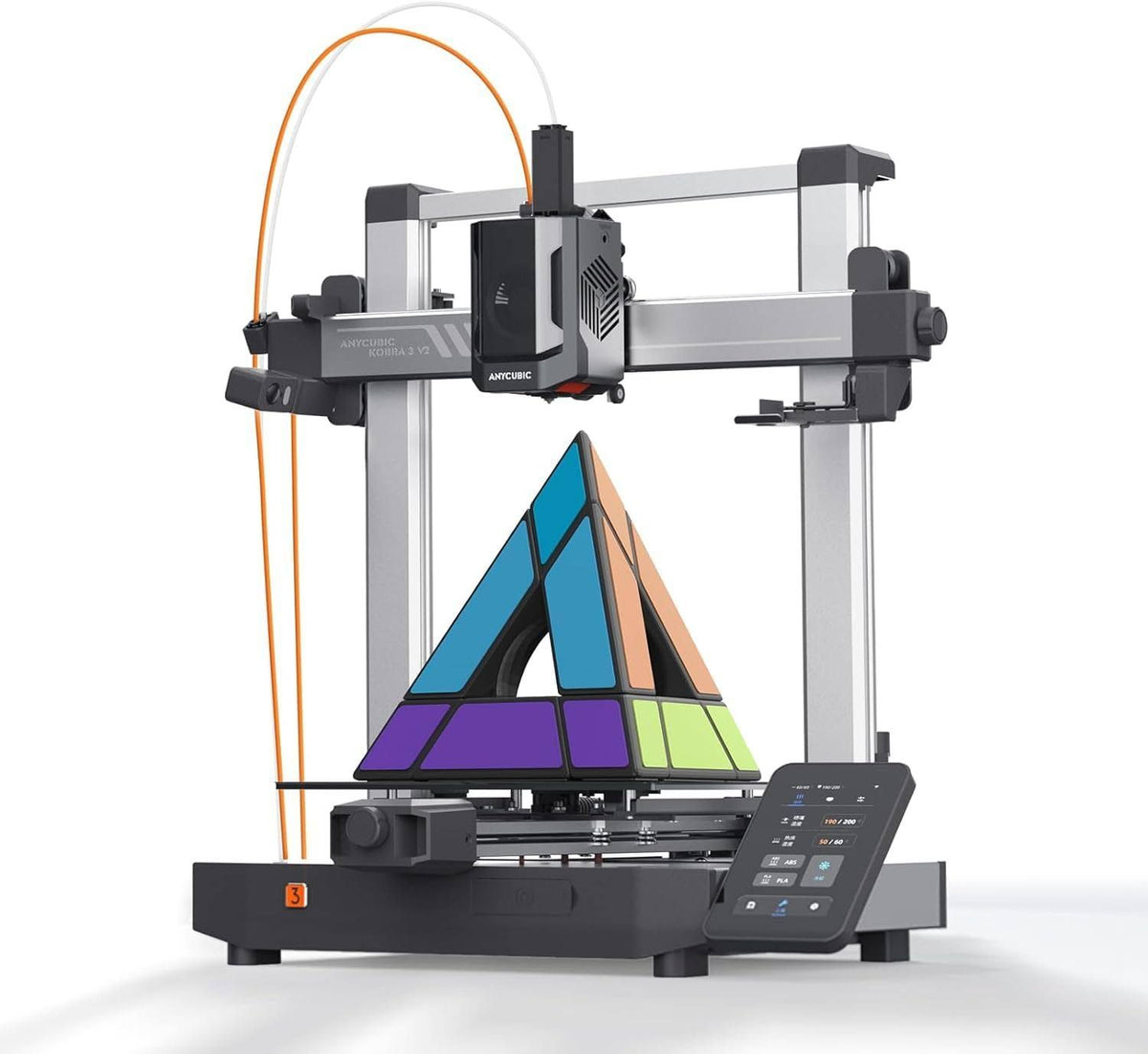 Anycubic Kobra 3 V2 Imprimante 3D, 600 mm/s Haute Vitesse, Auto-Nivellement LeviQ 3.0, Surveillance de l'IA, Taille d'impression 255 * 255 * 260mm(Noir/Gris)