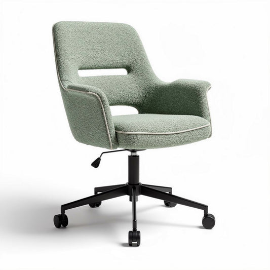 Chaise de bureau en tissu bouclé vert avec accoudoirs et repose réglable 55 x 60 x 90cm