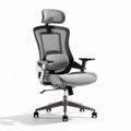 Chaise de bureau ergonomique en maille grise avec appui-tête réglable 50 x 60 x 120cm